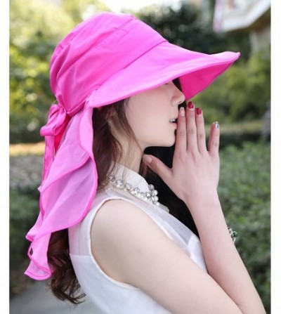 Sun Hats Sun Hats Foldable Beach Cap for Women UPF50+ Wide Brim UV Protection Beach Hat Neck Face Flap Cap - Rose - C8182HSOYQA