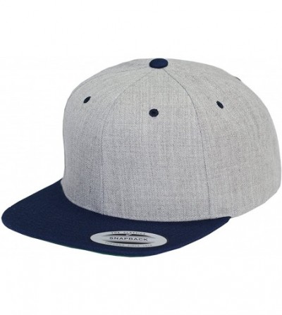 Baseball Caps Classic Wool Snapback with Green Undervisor Yupoong 6089 M/T - Heather/Navy - CX12LC2OD9F
