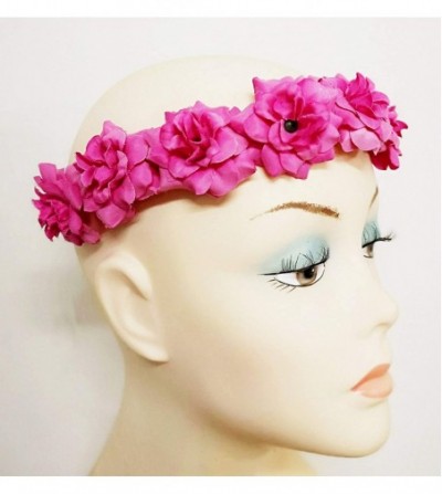 Headbands Floral Flower Crown Stretch Headband - Pink - CO18I34QAZ4
