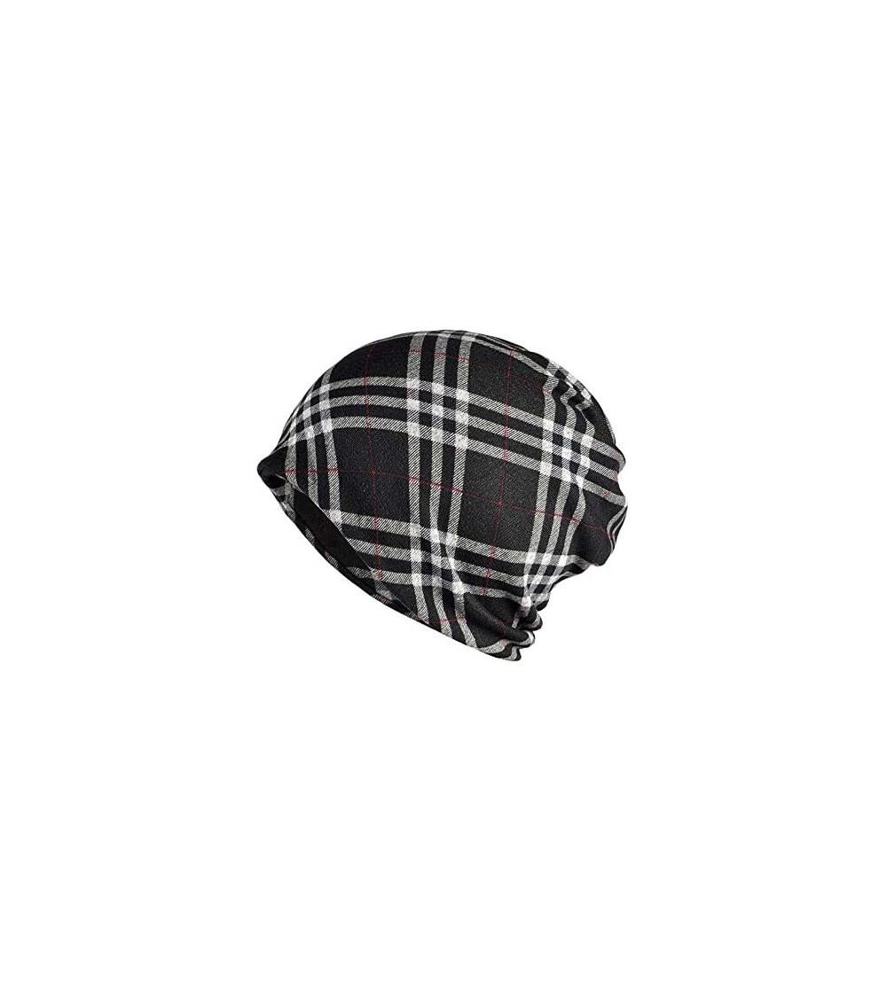 Skullies & Beanies Men Women's Cotton Baggy Slouchy Beanie Chemo Hat Cap Scarf - Black-a - CH193TY0U49