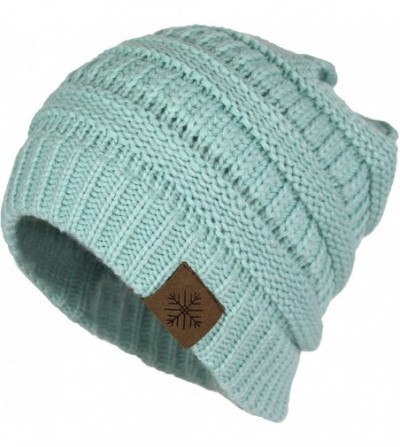 Skullies & Beanies Classic Chic Stretchy Cable Knit Beanie Winter Hat- Slouch Acrylic Snow and Ski Cap - Mint - CY186C8229O