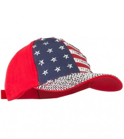 Baseball Caps American Flag Rhinestone Jeweled Cap - Red - C211VLHM1SH
