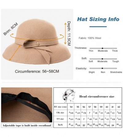 Berets Ladies 100% Wool Winter Bucket Cloche Felt 1920s Gatsby Hat for Women Derby Party Vintage Fall Orange 56-58cm - CO18YR...