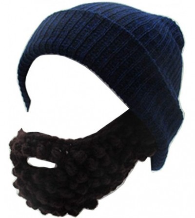 Skullies & Beanies Unisex Wacky Beard Hat Knit Funny Beanie Halloween Cap Wind Mask - Navy - C018L7M52EU