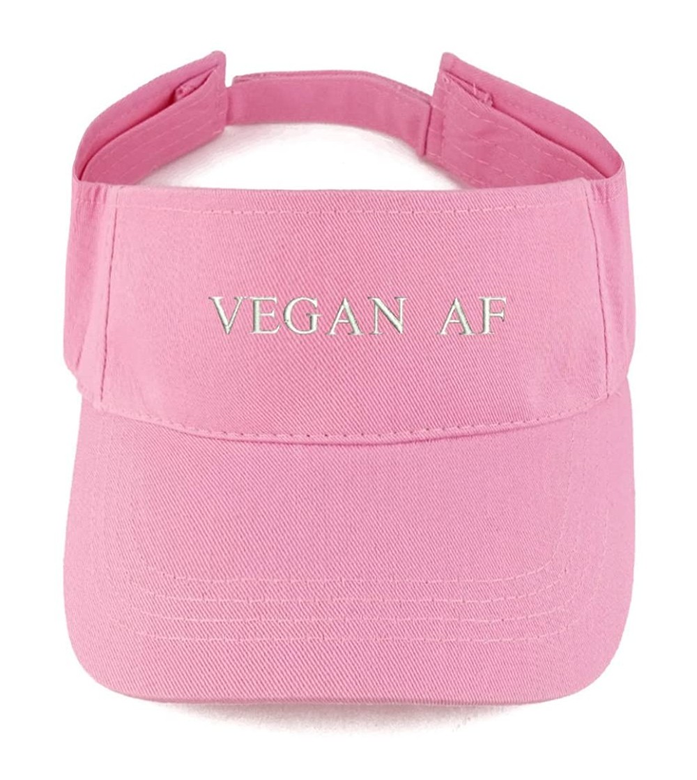 Visors Vegan AF Embroidered 100% Cotton Adjustable Visor - Pink - CH17Z3M8WYK
