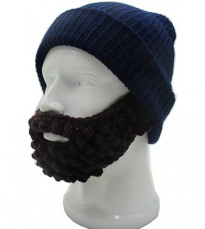 Skullies & Beanies Unisex Wacky Beard Hat Knit Funny Beanie Halloween Cap Wind Mask - Navy - C018L7M52EU