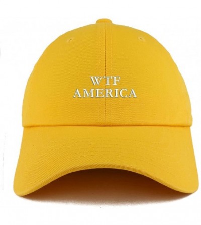Baseball Caps WTF America Embroidered Low Profile Soft Cotton Dad Hat Cap - Gold - CA18D59LLN4