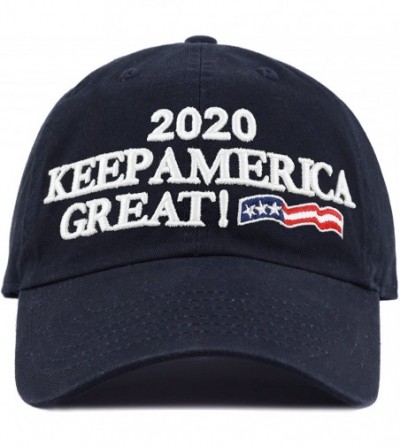 Baseball Caps Trump 2020 President Keep America Great Flag Cotton 3D Cap - Unstructured-navy - CK18GYSNXW5