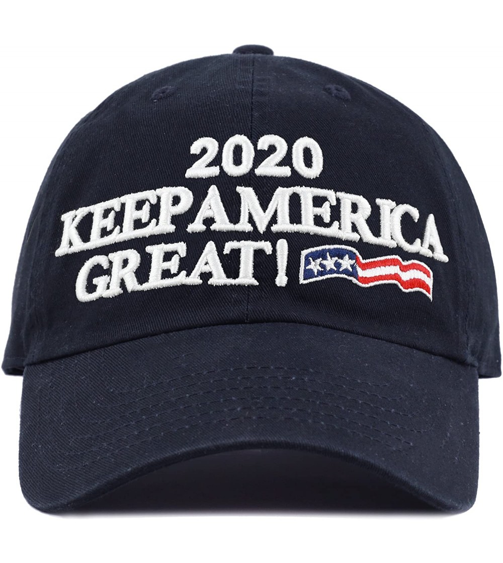 Baseball Caps Trump 2020 President Keep America Great Flag Cotton 3D Cap - Unstructured-navy - CK18GYSNXW5