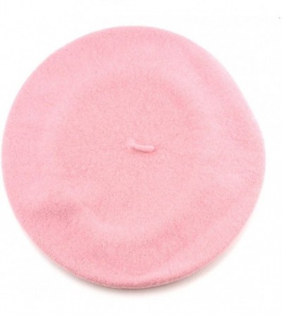 Berets French Style Lightweight Casual Classic Solid Color Wool Beret - Lt Pink - CE11NIY779T