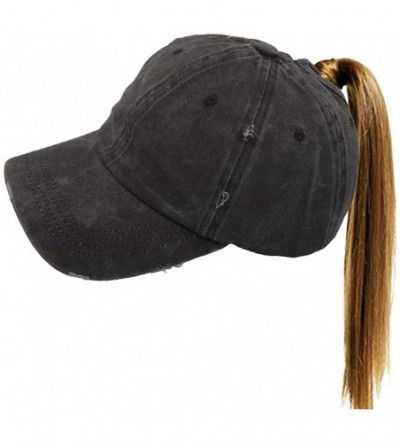 Pogah Ponytail Hat High Messy Bun Distressed Baseball Cap