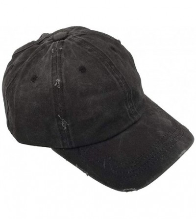 Baseball Caps Ponytail-Hat High-Messy-Bun Distressed Baseball-Cap Black - CF18K0A8OUS