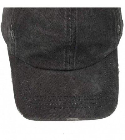 Baseball Caps Ponytail-Hat High-Messy-Bun Distressed Baseball-Cap Black - CF18K0A8OUS