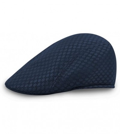 Newsboy Caps Men's Women's Breathable Mesh Solid Color Berets Newsboy Hat - Navyblue - CN18EQ6S6XD