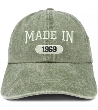 Baseball Caps Made in 1969 Embroidered 51st Birthday Washed Baseball Cap - Olive - CT18C7H9X6R