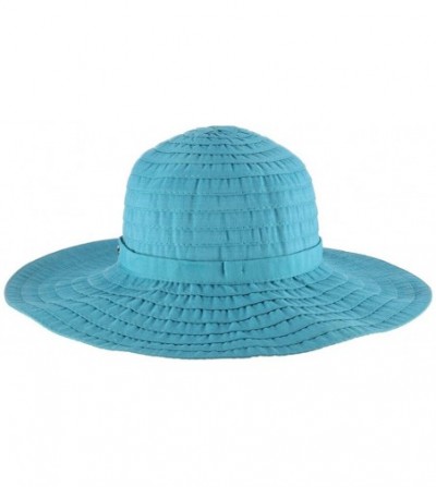 Sun Hats Women's Sewn Ribbon Crusher Hat - Turquoise - CQ119Y7XYRN