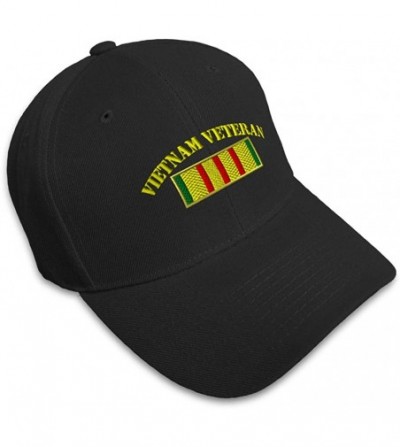Baseball Caps Custom Baseball Cap Vietnam Veteran Flag Embroidery Dad Hats for Men & Women 1 Size - Black - CQ11MQPDLNH