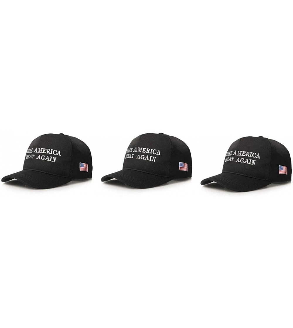 Baseball Caps Make America Great Again Hat [3 Pack]- Donald Trump USA MAGA Cap Adjustable Baseball Hat - Original Black - C91...