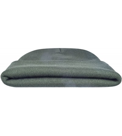 Skullies & Beanies Olive Green Hat Winter Hat Military Mens Stocking Cap Olive Hat Dark Olive - CG12J0HSYLH
