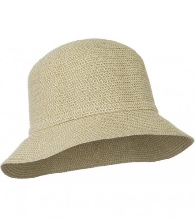 Sun Hats UPF 50+ Cotton Paper Tweed Braided Cloche Self Tie Hat - OSFM - White - CG118E45XIF