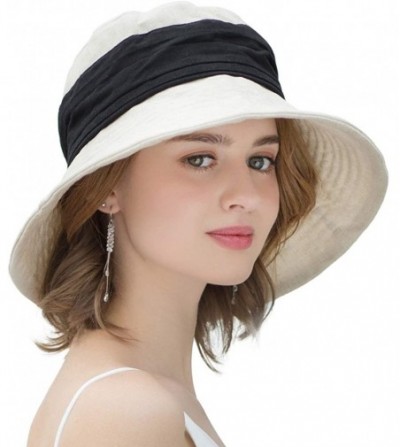 Sun Hats Sun Hats for Women Roll-up Wide Brim Summer Beach Hat Foldable Floppy Cotton Hat - Beige-strappy Hat - C5198SR0DSL
