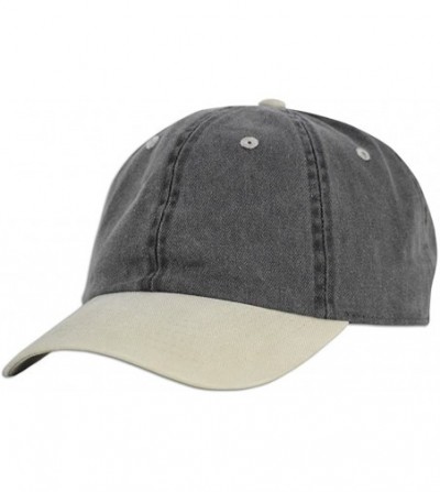 Baseball Caps Dad Hat Pigment Dyed Two Tone Plain Cotton Polo Style Retro Curved Baseball Cap 1200 - Black / Sand - CU17XSW8GTZ