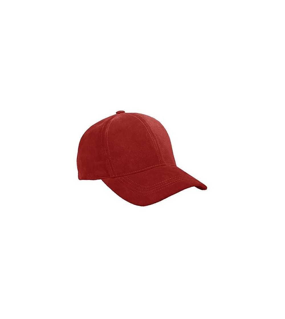 Baseball Caps Genuine Suede Leather Unisex Baseball Caps Made in USA - Red - C511GL9IYB3