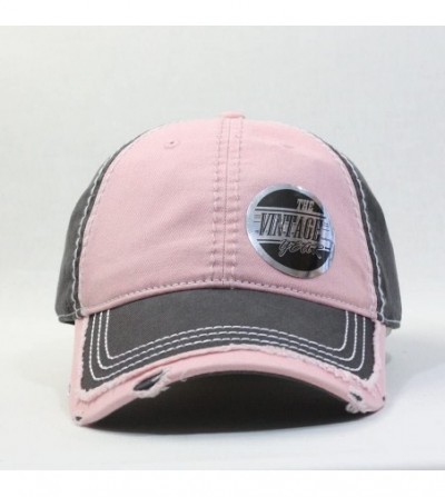 Baseball Caps Washed Cotton Distressed with Heavy Stitching Adjustable Baseball Cap - Charcoal Gray/Pink/Charcoal Gray - CA18...