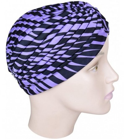 Headbands Animal Print Turban Twist Pleated Hair Wrap Stretch Turban Womens Head Cover - Purple - CD12CNMT32F