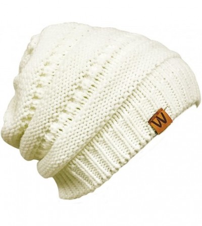 Skullies & Beanies Winter Thick Knit Beanie Slouchy Beanie for Men & Women - Cream - CS18Q8T0ORI