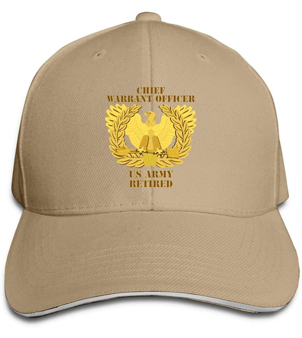 Baseball Caps Army Emblem Warrant Officer Chief Retired Adjustable Baseball Caps Vintage Sandwich Cap - Natural - CA18TWUSD53