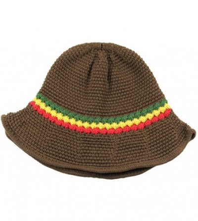 Sun Hats Knitted Crochet Fordable Hat with Flexible Wire Brim - Brown/Rasta - CC184NR7G2M