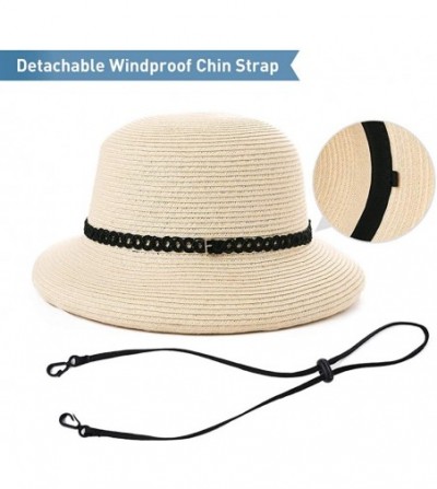 Sun Hats Womens Wide Roll Up Brim Packable Straw Sun Cloche Hat Fedora Summer Beach 55-58cm - Gray_00010 - CF18QHZWYMK