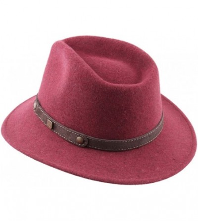 Fedoras Classic Traveller II Wool Felt Fedora Hat Packable Water Repellent - Bordeaux - CN1887ZIA3Q