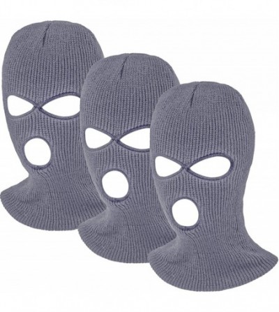 Balaclavas 3-Hole Knitted Full Face Cover Ski Mask Adult Winter Balaclava Full Face Mask for Winter Outdoor Sports - Gray - C...