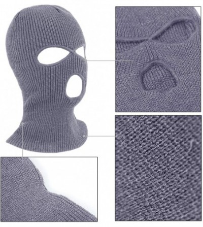 Balaclavas 3-Hole Knitted Full Face Cover Ski Mask Adult Winter Balaclava Full Face Mask for Winter Outdoor Sports - Gray - C...