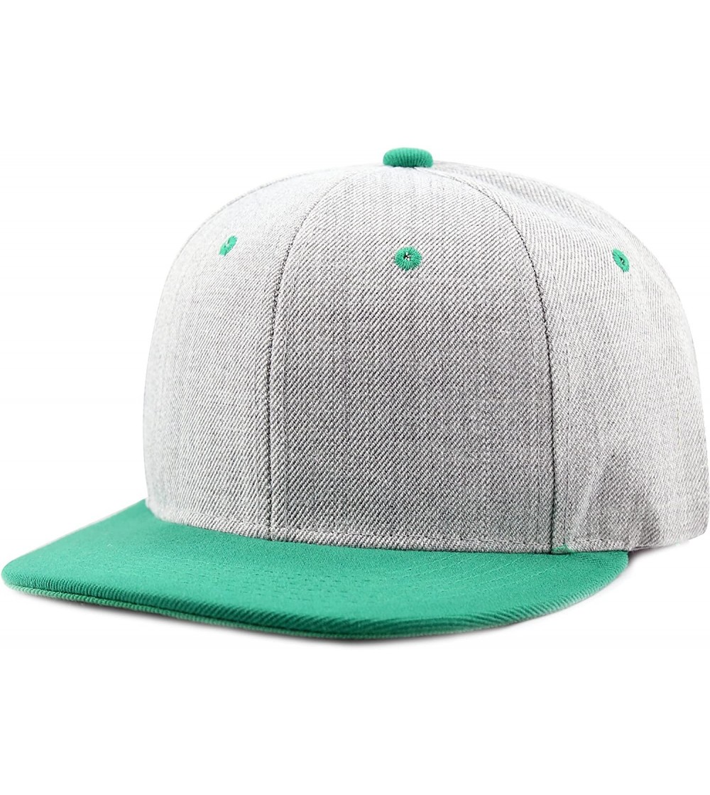 Baseball Caps 1300hg Plain Heather Grey Snapback Cap - Green2 - CP12DQAYSV3