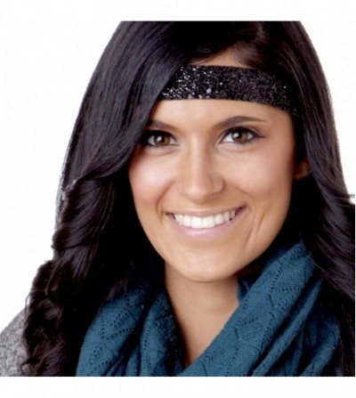 Headbands Women's Adjustable NO SLIP Bling Glitter Wide Cute Headbands Gift Packs (Wide Black/Gunmetal/Navy 3pk) - C012FHC5BX3