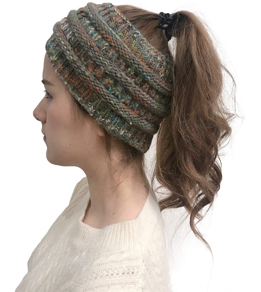 Skullies & Beanies Womens Beanie Hats - Women Winter Warm Hat Stretchy Knitted Headwear Soft Horsetail Messy Hats - Light Gre...