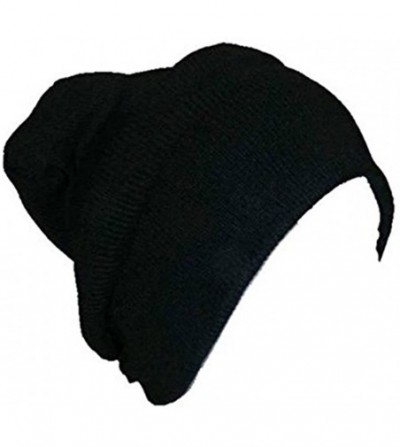 Skullies & Beanies Unisex Light Weight Solid Color Ivory Knitted Cuff Beanie Hat Cap Winter - Black - C0129MI1C31