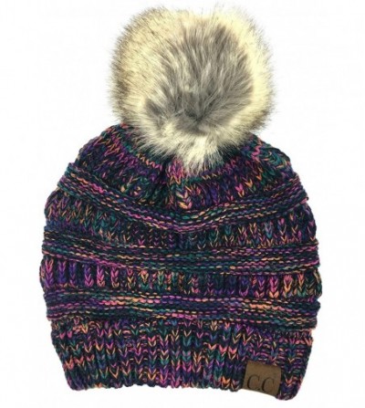 Plum Feathers Stretch Ribbed Beanie