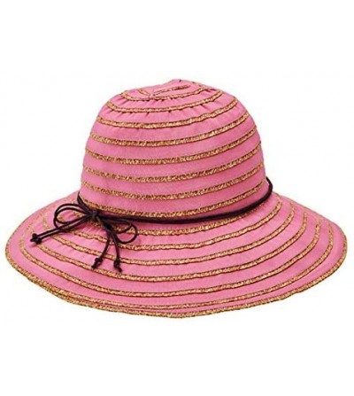 Sun Hats Women's Ribbon Paperbraid Stripe Sun Brim - One Size - Rose - C618IOGXOC5