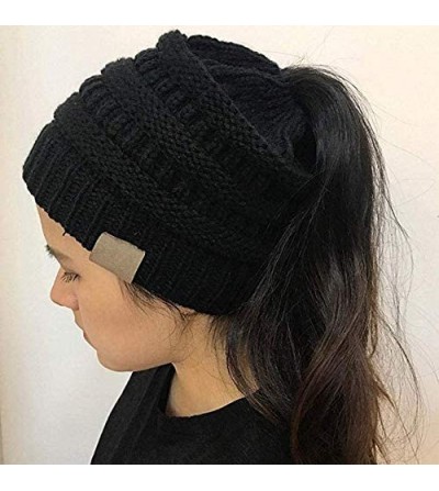 Skullies & Beanies Women Fashion Casual Crochet Knit Hats Skullies Beanie Hat Winter Warm Cap Skullies & Beanies - Black - CF...