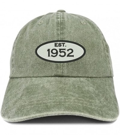 Baseball Caps Established 1952 Embroidered 68th Birthday Gift Pigment Dyed Washed Cotton Cap - Olive - C3180MZC0A3