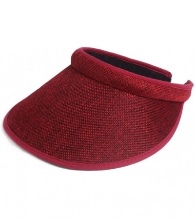 Visors Women's Cotton Linen Clip On Visor - Red - CJ18EC86TS7