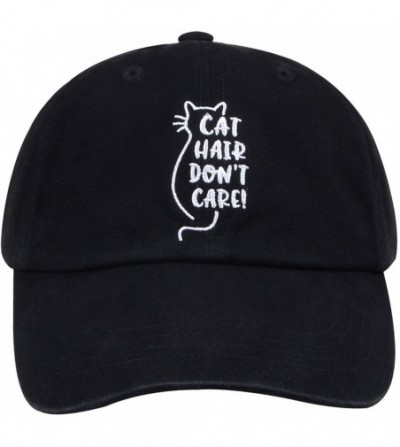 Baseball Caps 6 Panel Dad Hat Baseball Cap - Cat Hair Don't Care Cat Black - CS18T36G0AC