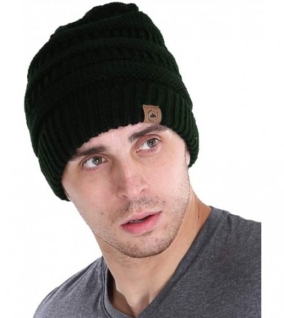 Skullies & Beanies Womens Cable Knit Beanie - Warm & Soft Stretch Winter Hats for Cold Weather - Deep Forest Green - CT18E8MDLYK