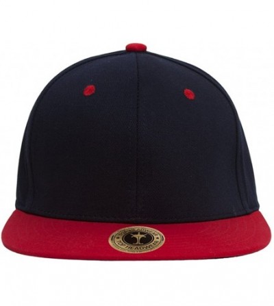 Baseball Caps Cotton Two-Tone Flat Bill Snapback - Navy/Red - CO184TGLXZ8