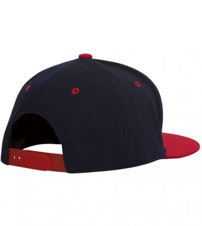 Baseball Caps Cotton Two-Tone Flat Bill Snapback - Navy/Red - CO184TGLXZ8