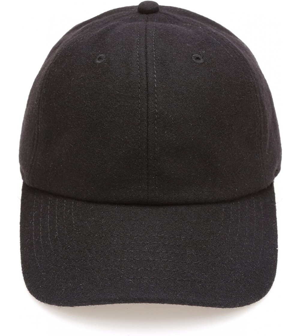 Baseball Caps Men's Wool Blend Baseball Cap with Adjustable Size Strap - Black - CX187NI5XED